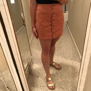 Coral Button Up Skirt